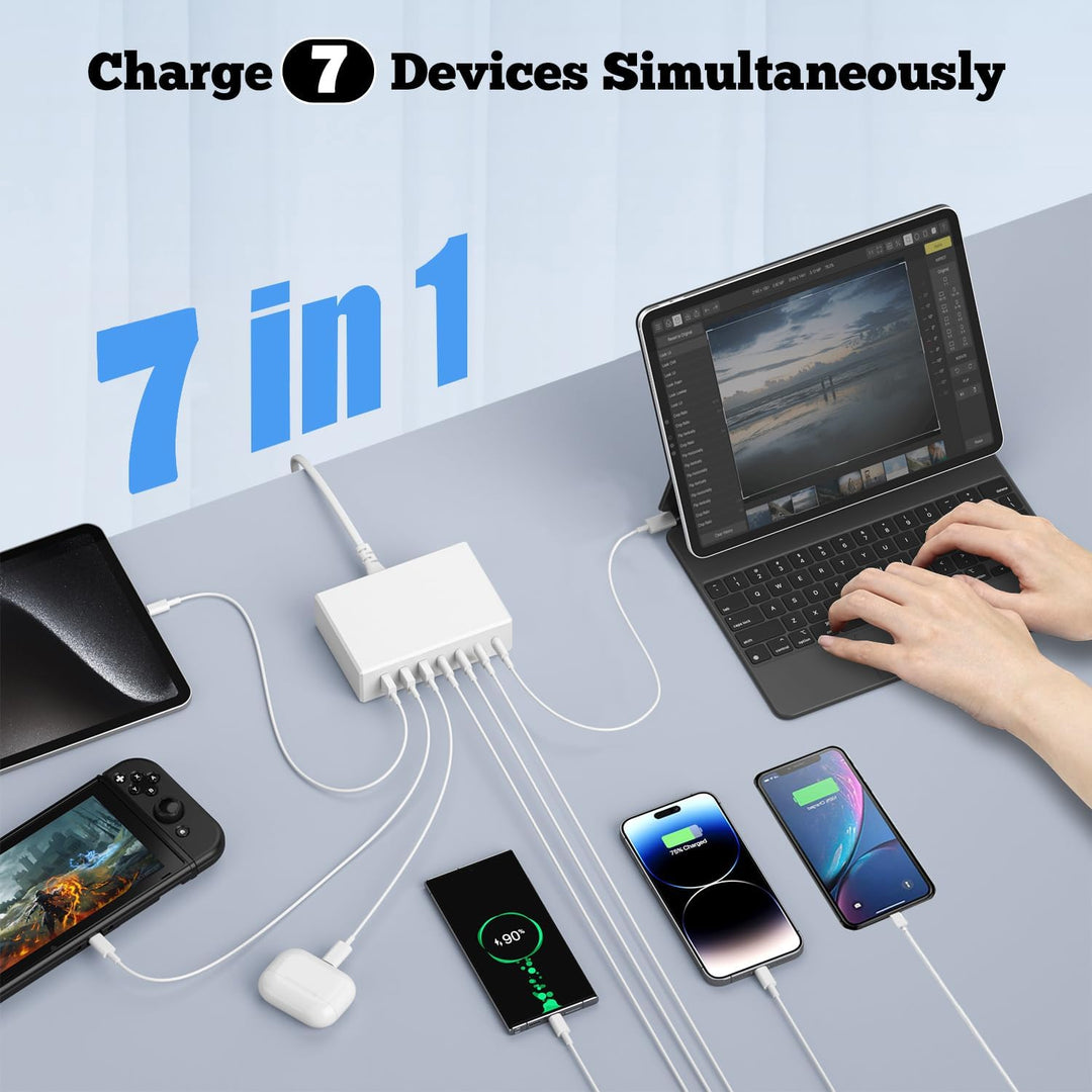 230W USB C Ladegerät Mehrfach, 7-in-1 GaN II USB C Netzteil Schnellladegerät, PPS PD 65W Laptop Lade