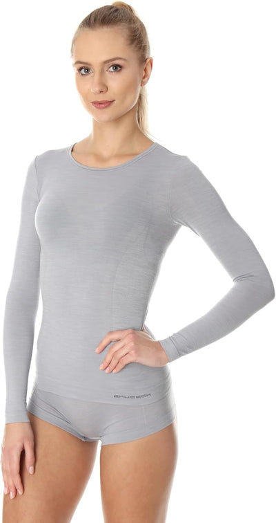 BRUBECK Damen Funktionsshirt Langarm | 41% Merino-Wolle | Atmungsaktiv | Funktionsunterwäsche | Atmu