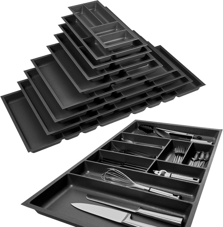ORGA-BOX 3 Besteckeinsatz Tiefe: 473 x Breite: 291 mm anthrazit mit Canvas Struktur für 40er Schubla
