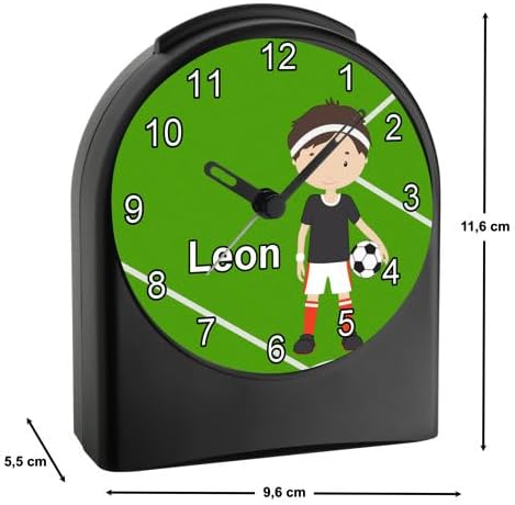 Analog Kinderwecker personalisiert mit (Wunsch) Namen, Kinder Funkwecker ohne Ticken und mit Licht/B