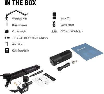Elgato Wave DX – Dynamisches XLR-Mikro & Wave Mic Arm - Premium Streaming Boom Arm mit Kabelkanälen