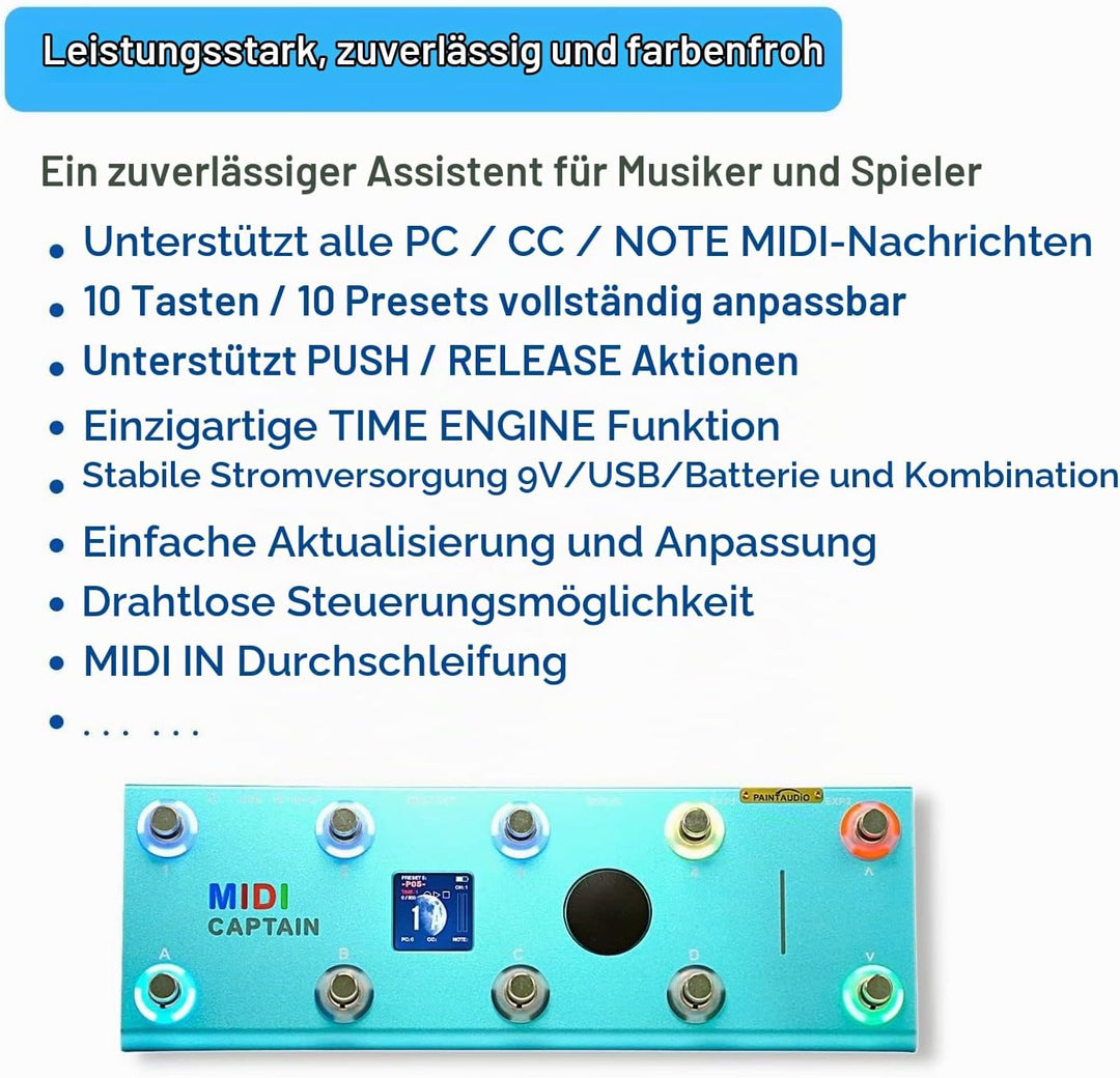 Paint Audio MIDI Captain Foot Controller Multi-Effects Keyboards Blau, Blau