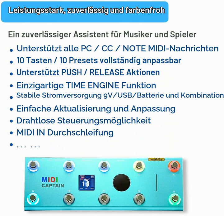 Paint Audio MIDI Captain Foot Controller Multi-Effects Keyboards Blau, Blau