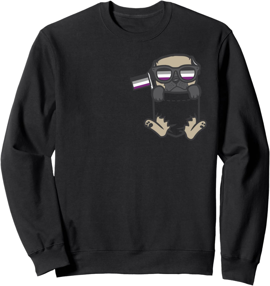 Pug Feet Dog Pocket LGBTQ Asexual Flag Ace Pride Ally Sweatshirt