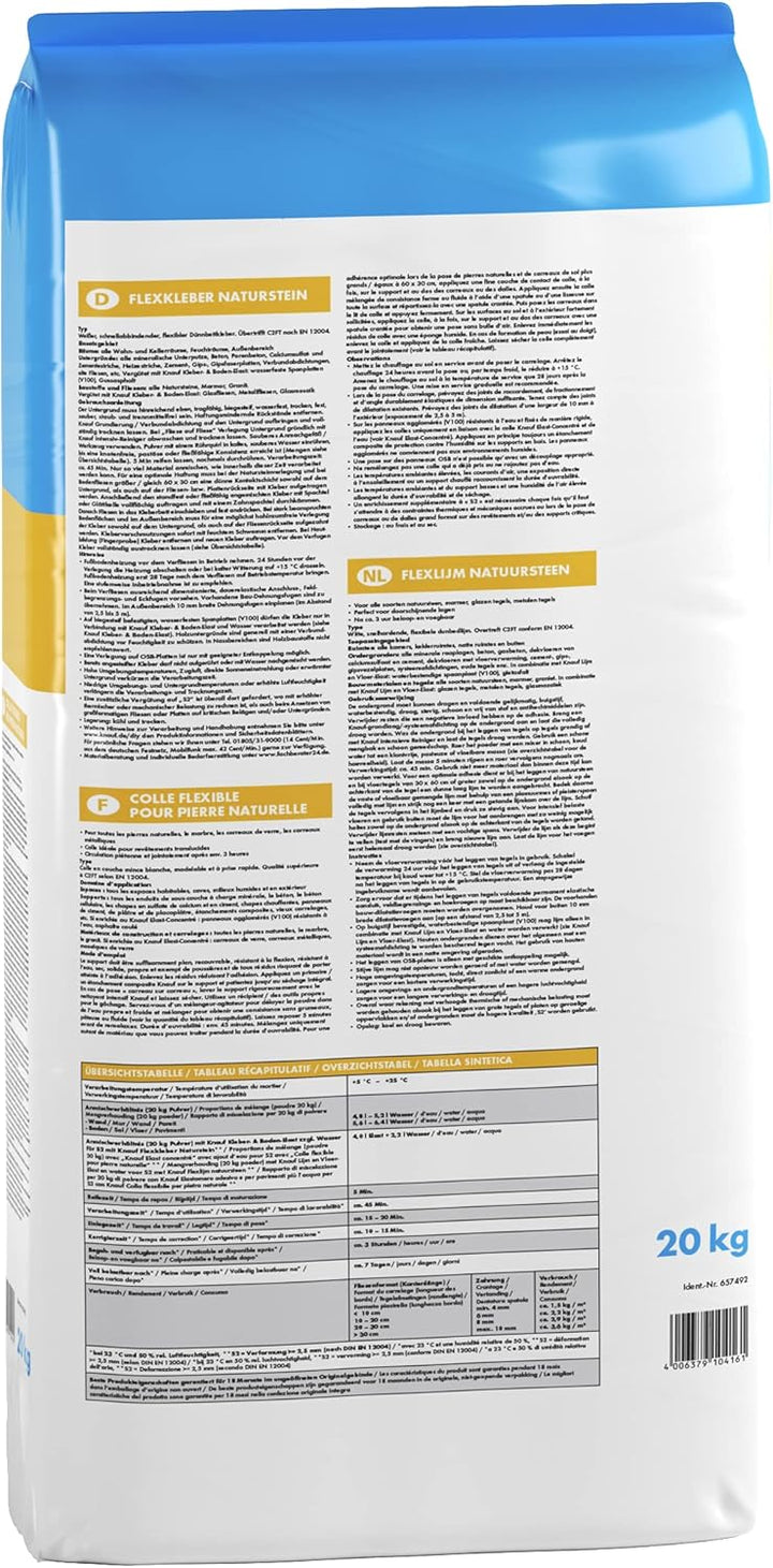 Knauf Flexkleber Naturstein 5-kg – Marmor-Klebstoff und Fliesen-Kleber zum Verlegen von Glas-Fliesen