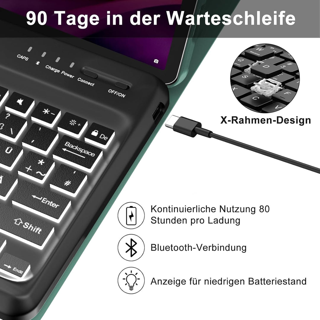 IVEOPPE Tastatur für Tab P12, Hülle mit Tastatur für P12 12.7" 2023, Magnetische 7 Farbige Beleuchtu
