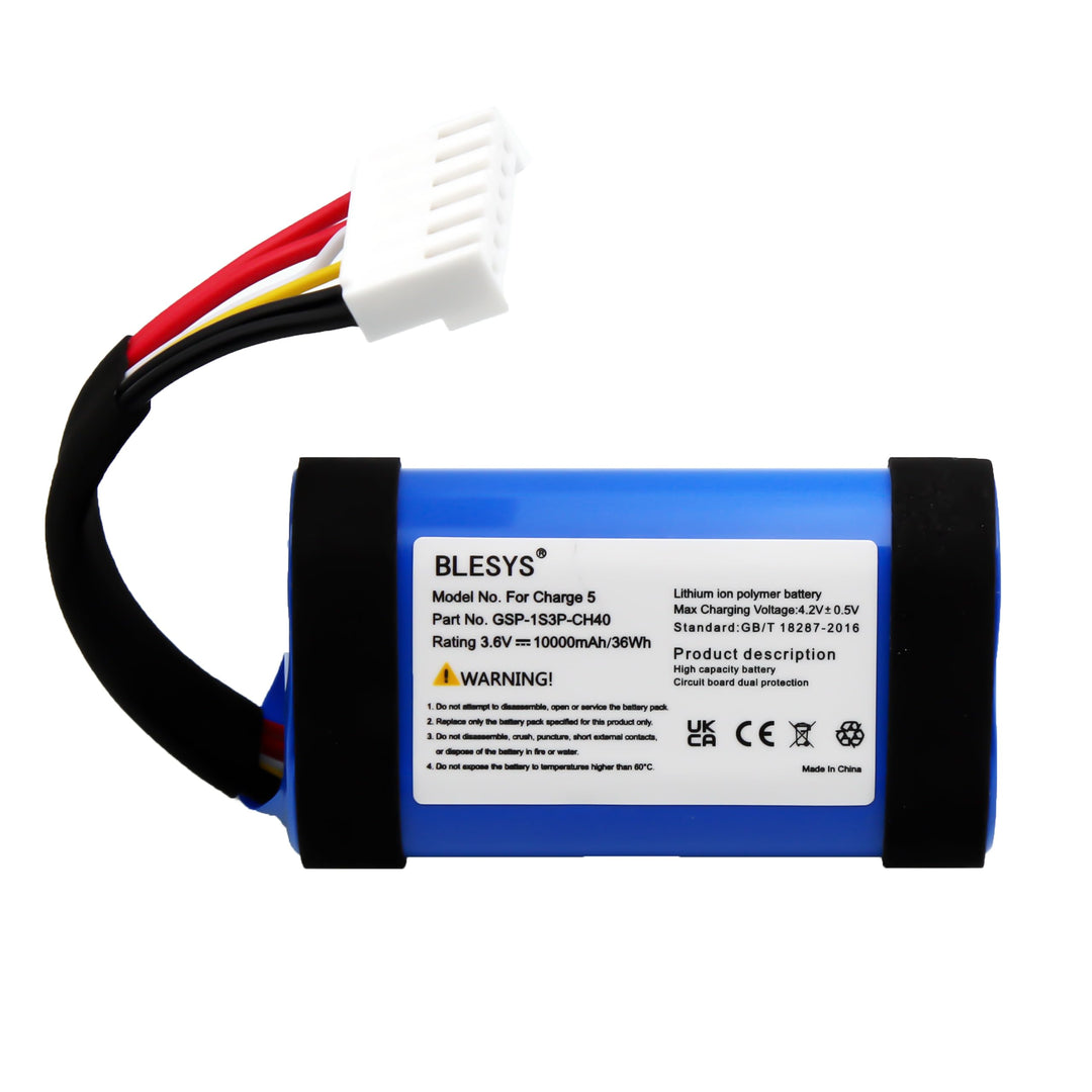 BLESYS Akku für JBL Charge 5, 3.6V 10000mAh Li-ion GSP-1S3P-CH40, GSP-1S3P-CH4A Akku für JBL Charge