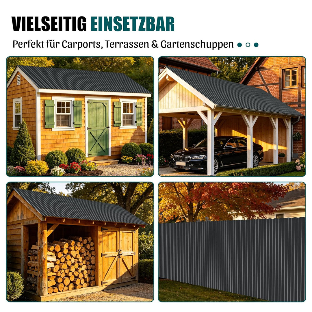 Thanaddo Wellplatten Metall Blech, 20er Set Wellplatte Dach Platten Stahlblechdachplatten mit Schrau