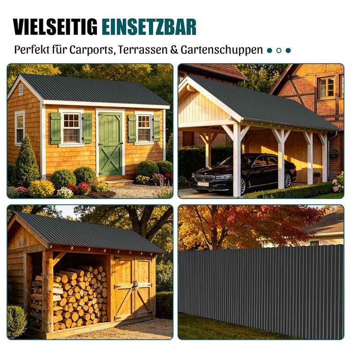 Thanaddo Wellplatten Metall Blech, 20er Set Wellplatte Dach Platten Stahlblechdachplatten mit Schrau