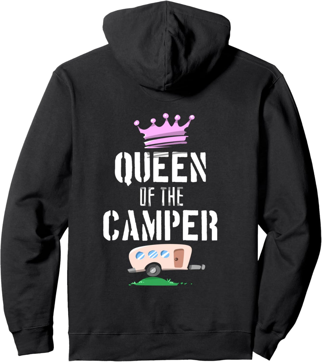 Adorable Queen Of The Camper Camping Travel Trailer Pullover Hoodie
