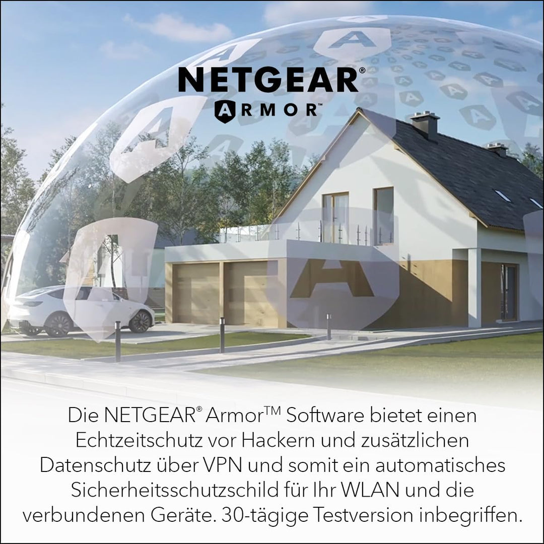NETGEAR Orbi 870-Serie Tri-Band WiFi 7-Mesh-System (RBE873B) – Router + 2 Satelliten-Repeater, Siche