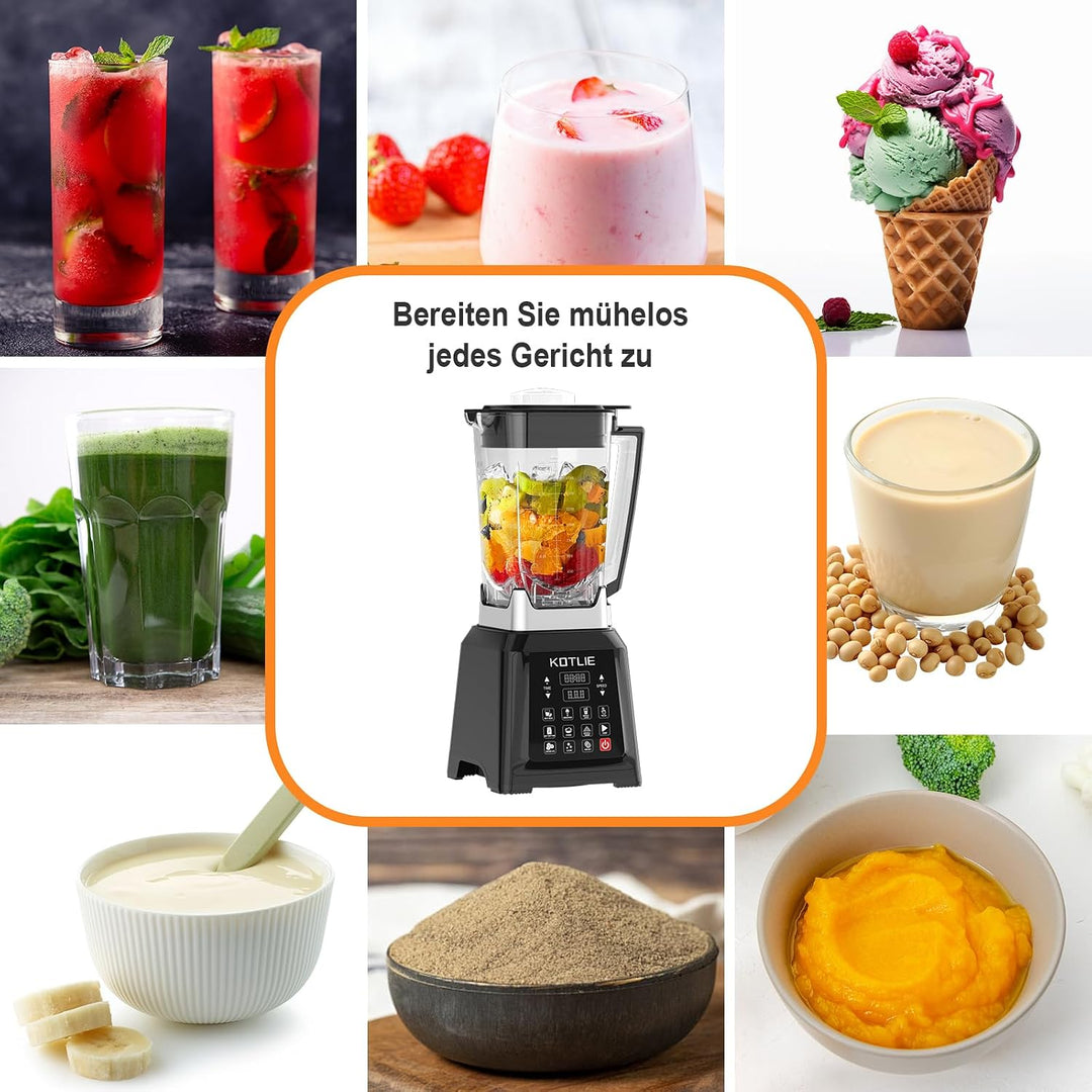 KOTLIE NY-8088EJA Tisch-Haushaltsmixer, 2L-Grossraumbehälter, 7 Lebensmittel-Funktionen, mit Selbstr
