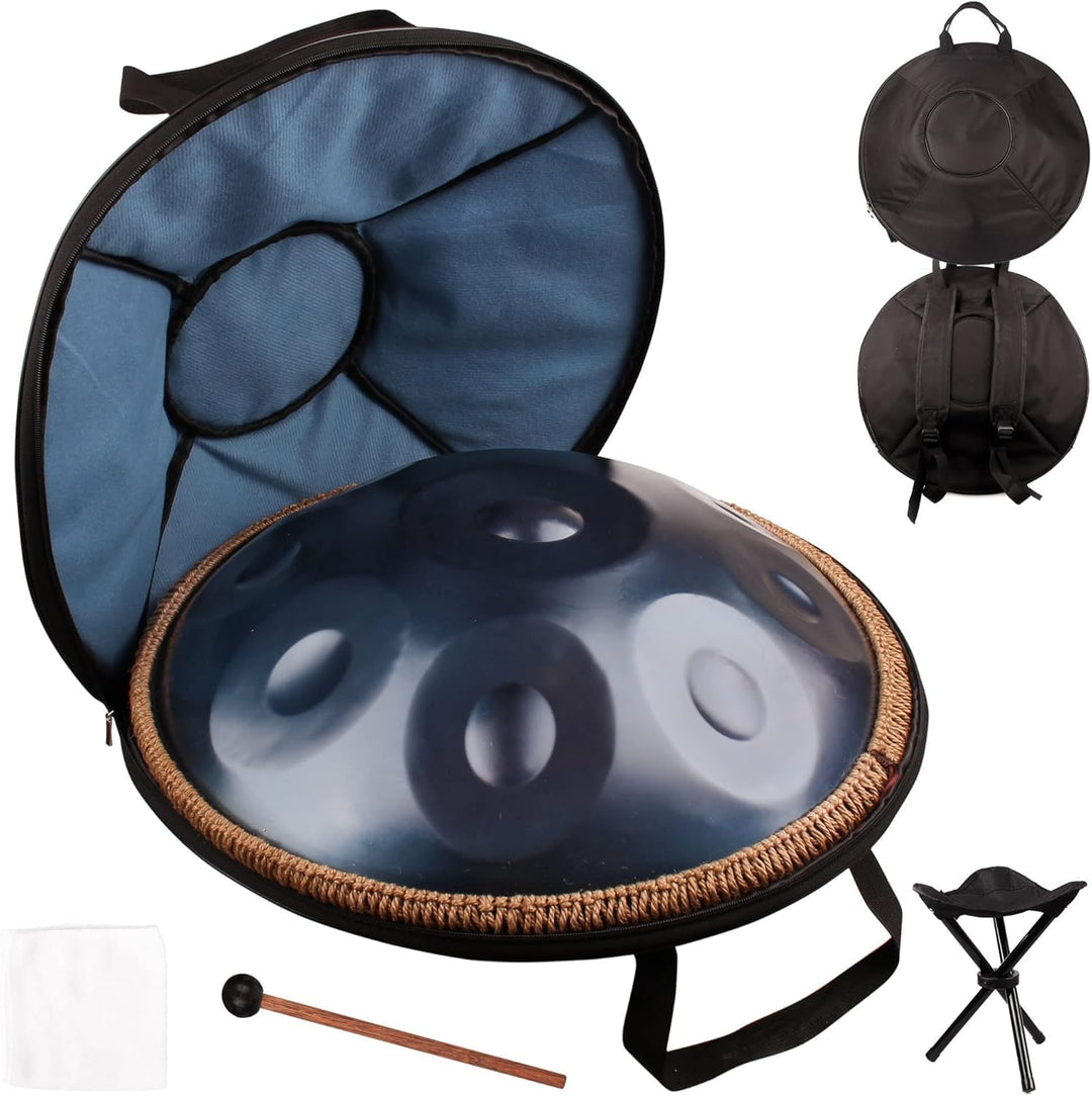 LOMUTY Handpan 432 HZ Anfänger, Stahltrommel 10 Töne 22 Zoll, Hand Pan in D-Moll, Hand Drum mit Drum
