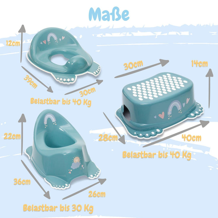 Babykajo 3 in 1 Baby Töpfchen Set TÜV Rheinland geprüft - Kinder Töpfchen + Kinder Toilettensitz + K
