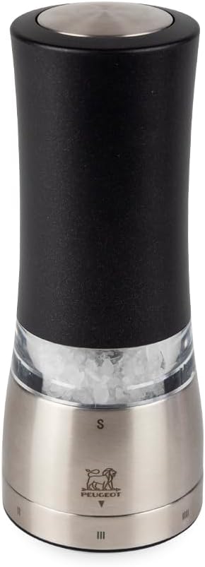 PEUGEOT - elektrische u‘Select-Salzmühle Daman 16 cm + Steinsalz - 6 voreingestellte Mahlgrade - Alu