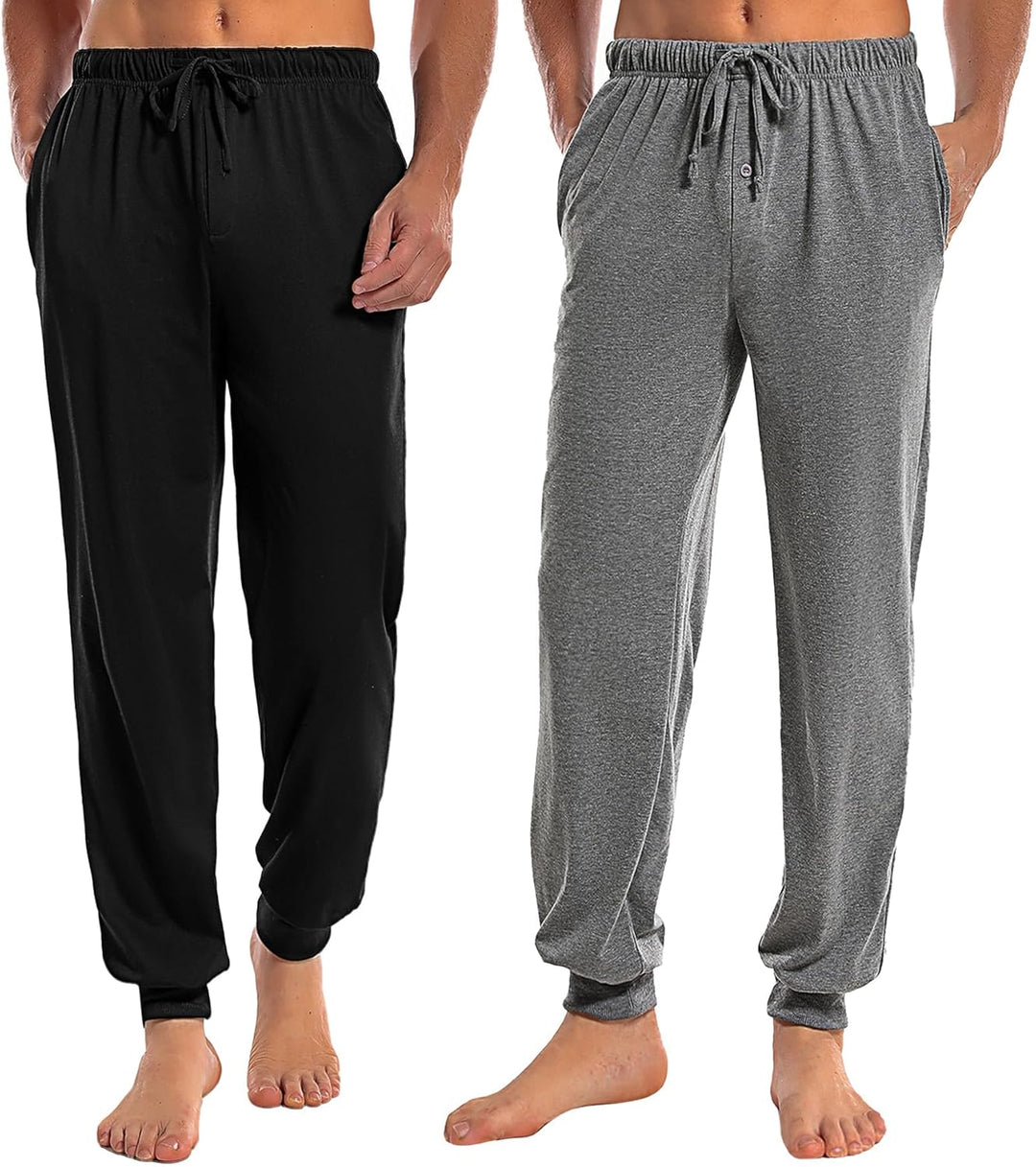 Marvmys Schlafanzughose Herren Lang mit Bündchen Einfarbige Pyjamahose für Männer Schlafhose Haushos