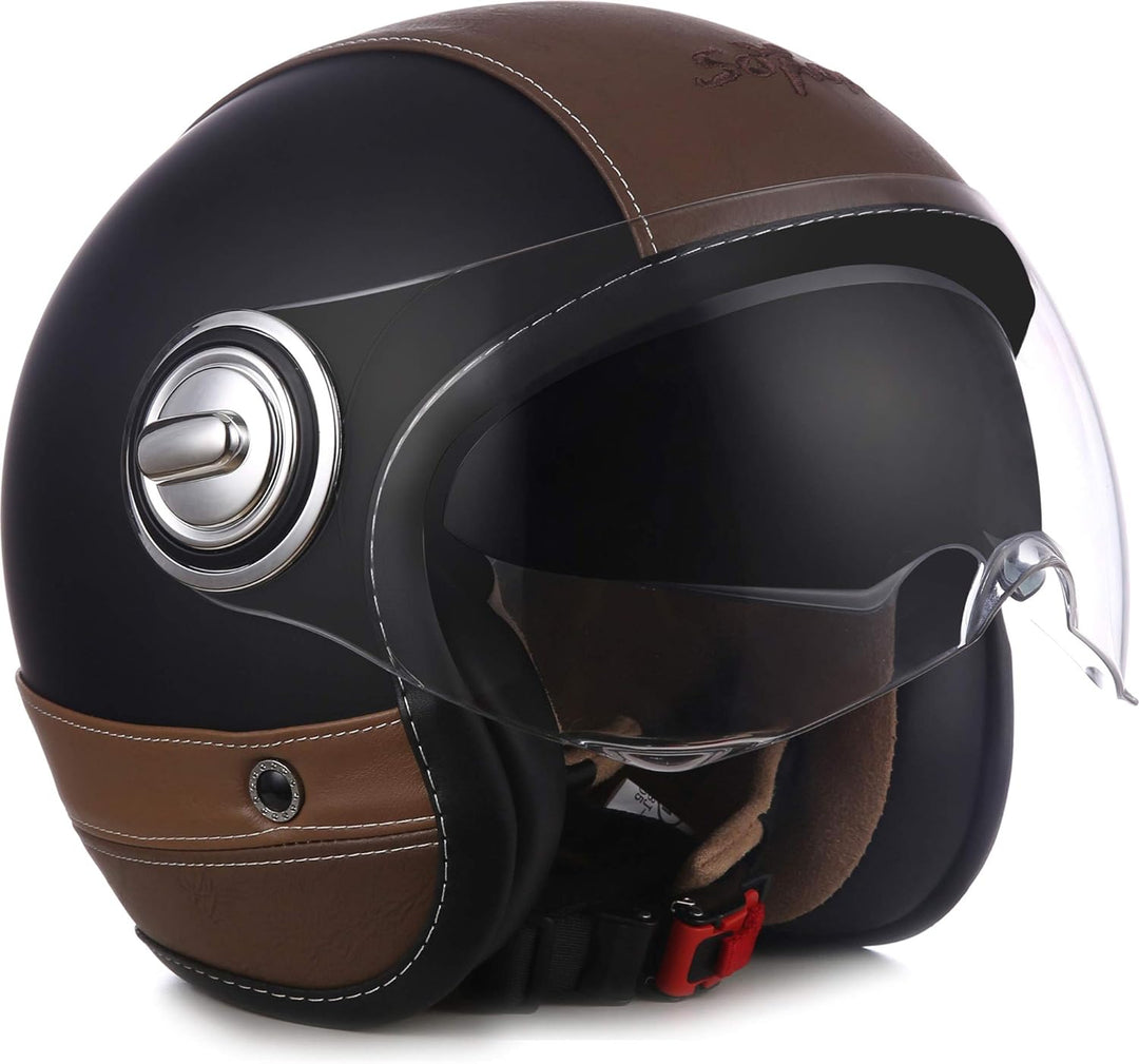 Soxon® SP-888 Pro „Urban Black“ · Jet-Helm · Motorrad-Helm Roller-Helm Scooter-Helm Moped Mofa-Helm