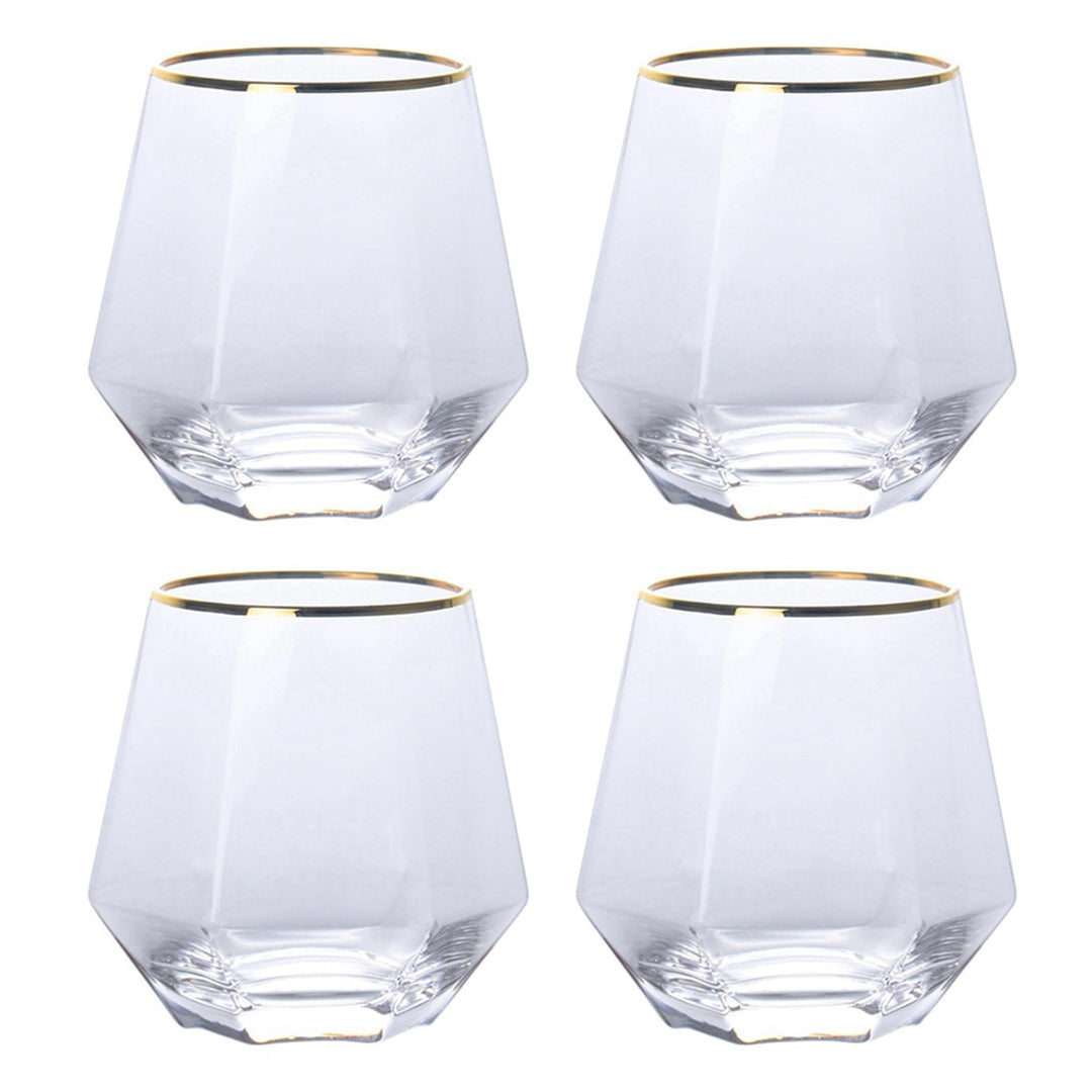 300ml Diamant Whiskey Gläser 4/6 Set, Klar Geometrisch Modisch Wasser Saft Tumbler Gekippt Scotch Gl