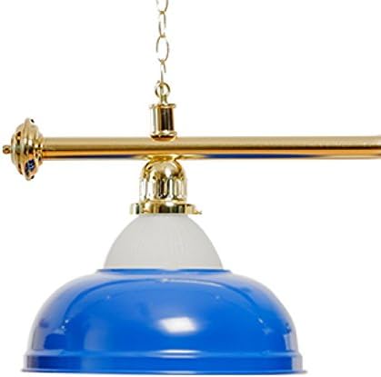 Billiard-Royal Billardlampe mit 3 Schirmen blau mit Glas goldfarbene Halterung als Hängelampe für Bi