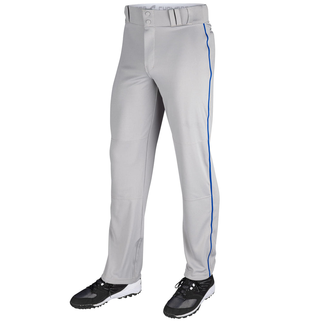 CHAMPRO Baseballhose für Erwachsene, dreifache Krone, offene Unterseite, paspeliert Grau, Royal Pipe