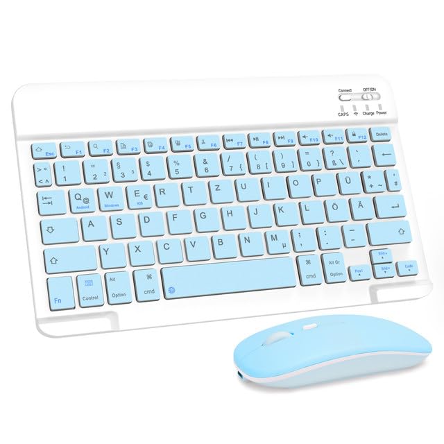 LAMA Kabellose Bluetooth Tastatur & Maus, wiederaufladbare Ultra-dünn Universal Tablet Tastatur, kom