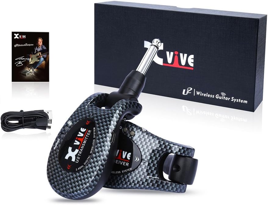 Xvive U2 Wireless Digital Transmitter/Receiver System for Guitar, Bass and Other Instruments, Rechar