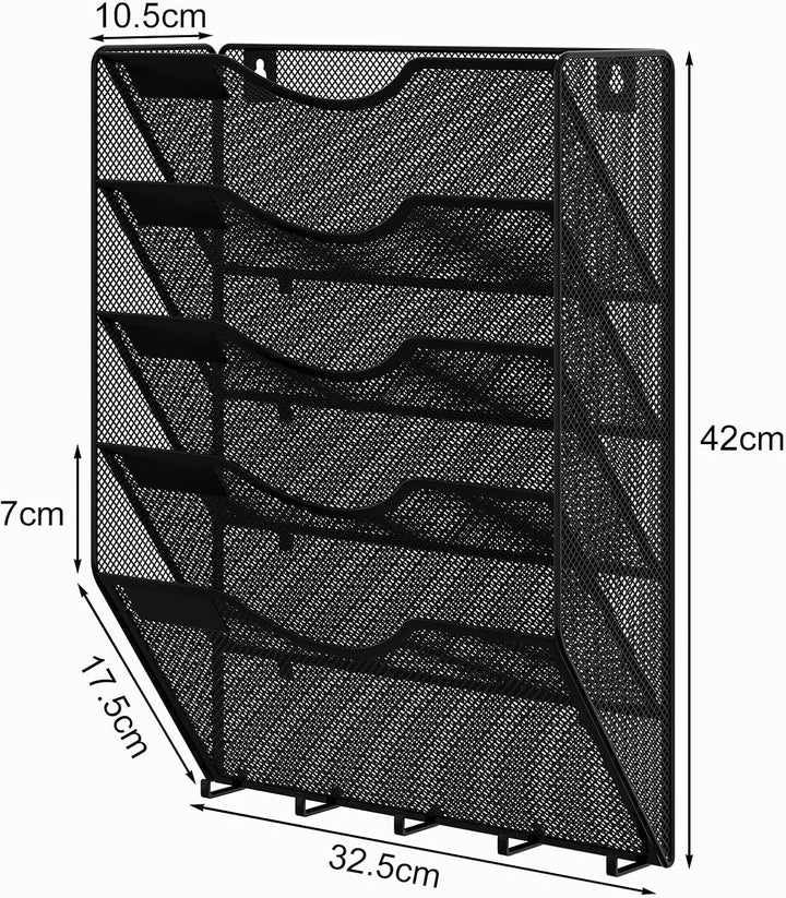 EasyPAG 5 Fächer Metall A4 Zeitschriften Wandhalter Zeitschriftenhalter Wand Aktenablage Dokumentenh