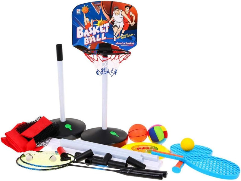 BSD Grosses Sportspielzeugset, Sportspielzeug für Kinder, 5in1-Sportset, Basketball, Volleyball, Bad