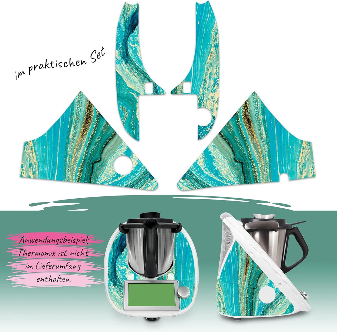 Deko Schutz Aufkleber kompatibel mit Küchenmaschine Thermomix TM6 Design Sticker Klebefolie Zubehör