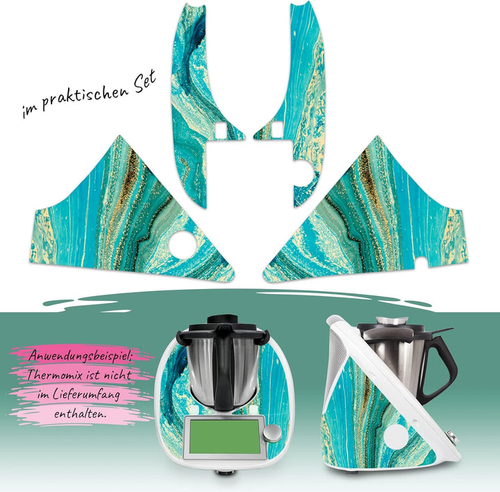 Deko Schutz Aufkleber kompatibel mit Küchenmaschine Thermomix TM6 Design Sticker Klebefolie Zubehör