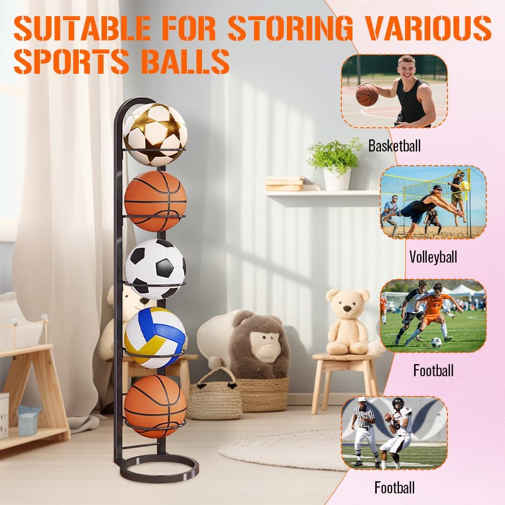 Stufiger Ballständer, Vertical Ballregal Fussball Ständer, Abnehmbares Standing Rack Halter, Ball Au
