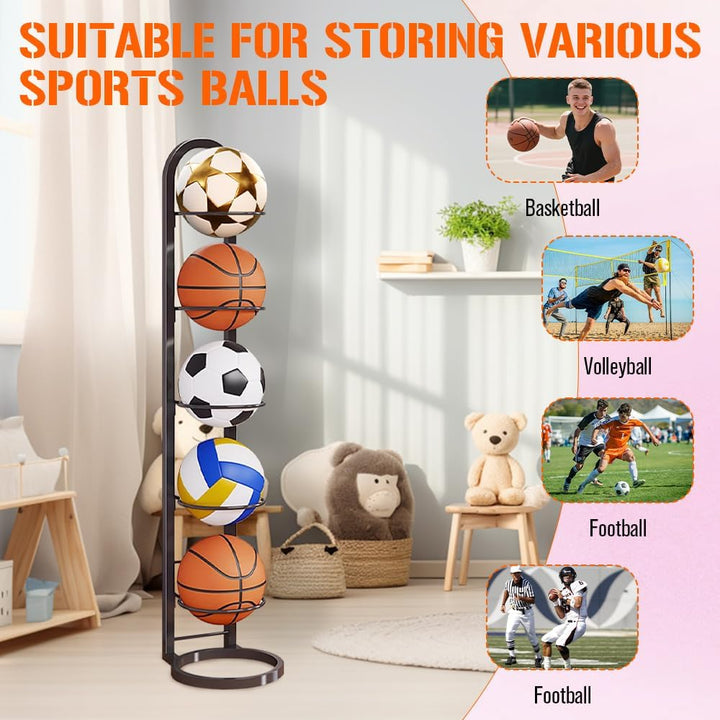 Stufiger Ballständer, Vertical Ballregal Fussball Ständer, Abnehmbares Standing Rack Halter, Ball Au