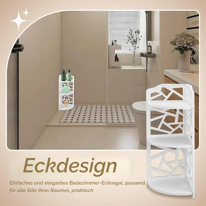 HERCHR 3-stöckiger Eckregal freistehend aus PVC, schraubenlose Montage Eckablage für Bad Dusche Küch