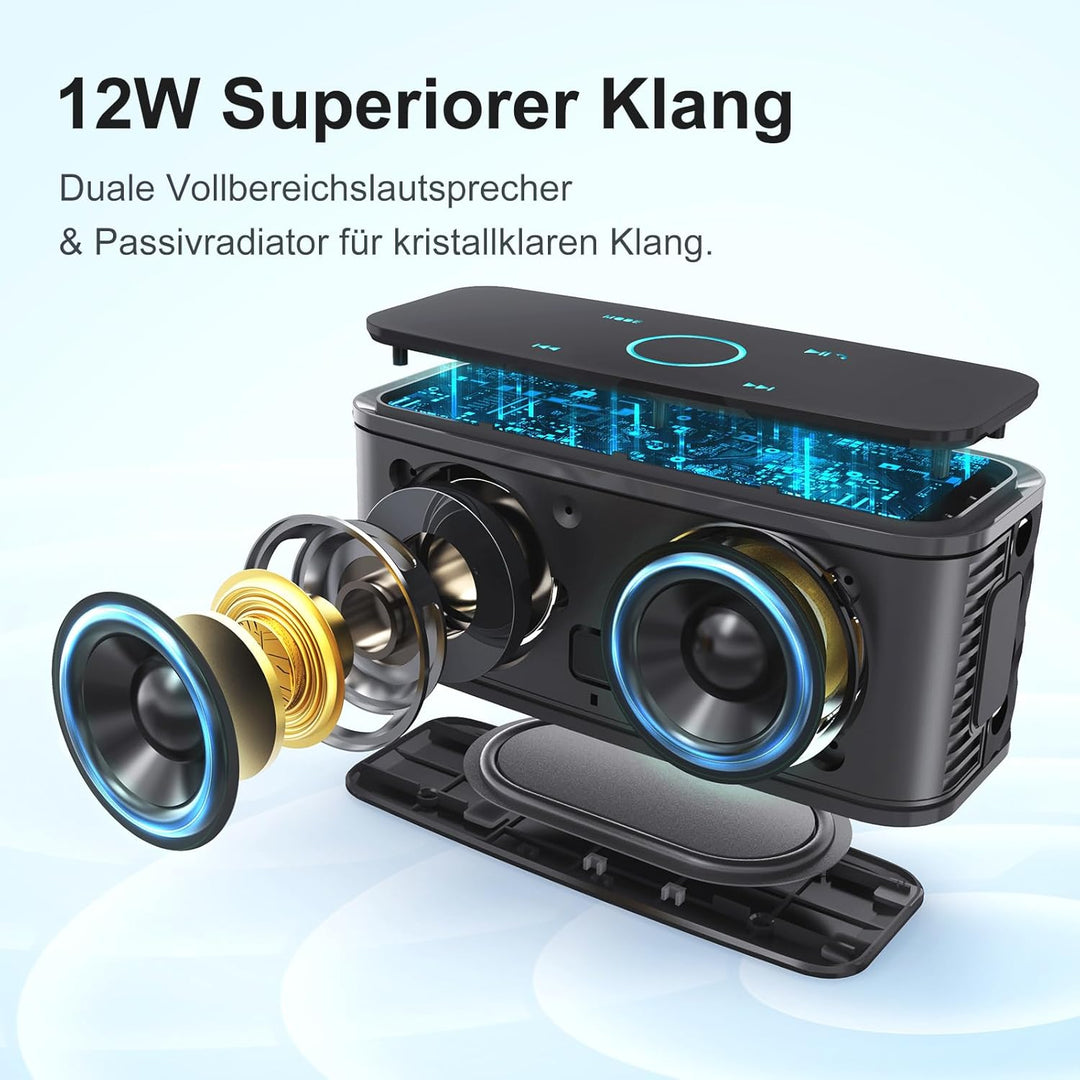 Bluetooth Lautsprecher, DOSS SoundBox Musikbox Bluetooth Box mit Dualen Bass-Treibern, 20h Akku,Touc