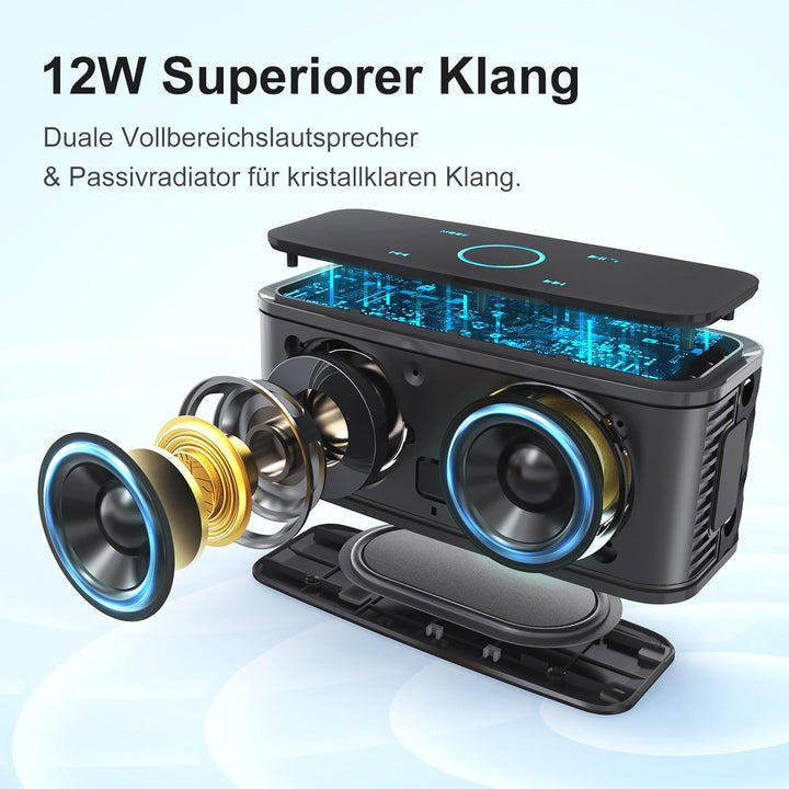 Bluetooth Lautsprecher, DOSS SoundBox Musikbox Bluetooth Box mit Dualen Bass-Treibern, 20h Akku,Touc