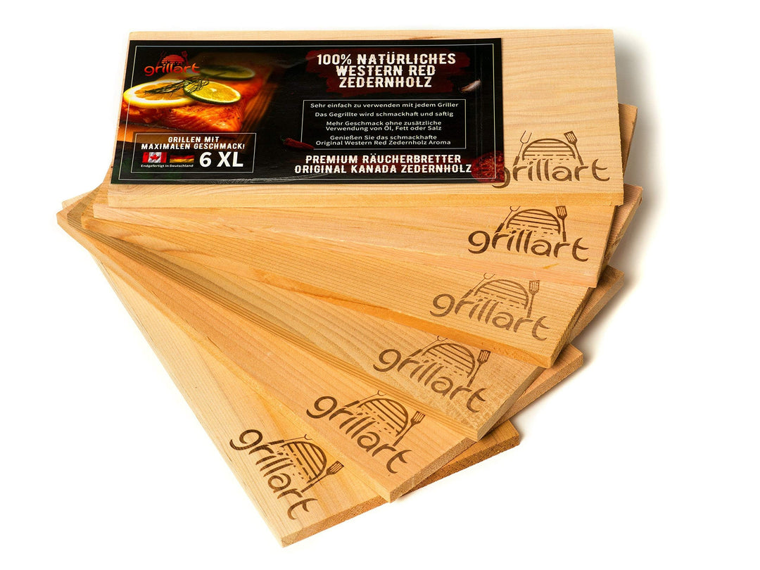 6 Pack XL Grillbretter - Zedernholzbrett zum Grillen - Räucherbretter aus Zedernholz von grillart® h