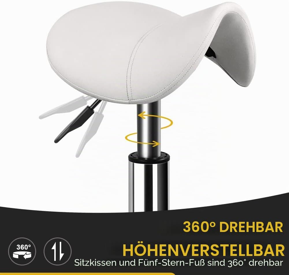 Robuster Rollhocker mit Rädern Hydraulischer Drehgelenk Verstellbarer Rollhocker Ergonomisch Dickes