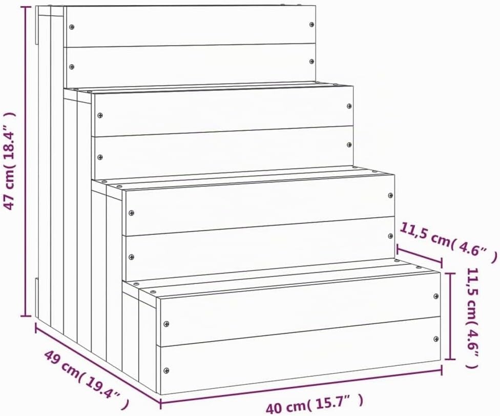 vidaXL Haustiertreppe, Hundetreppe mit Holzrahmen, Katzentreppe mit 3 Stufen, Aufstiegshilfe Treppe