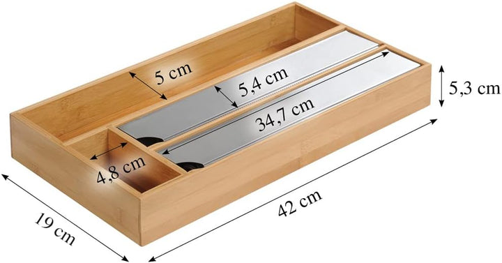 Kesper Folienspender aus FSC-zertifiziertem Bambus – 3-in-1 Organizer für Alufolie, Frischhaltefolie