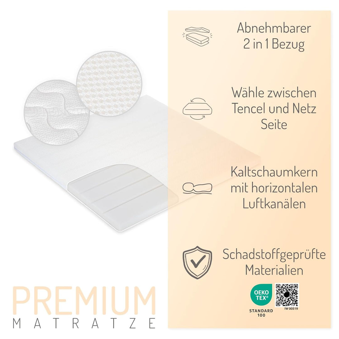 FabiMax Baby Laufgitter 100x100, stufenlos höhenverstellbar, mit Schlupfsprossen, Laufstall aus mass