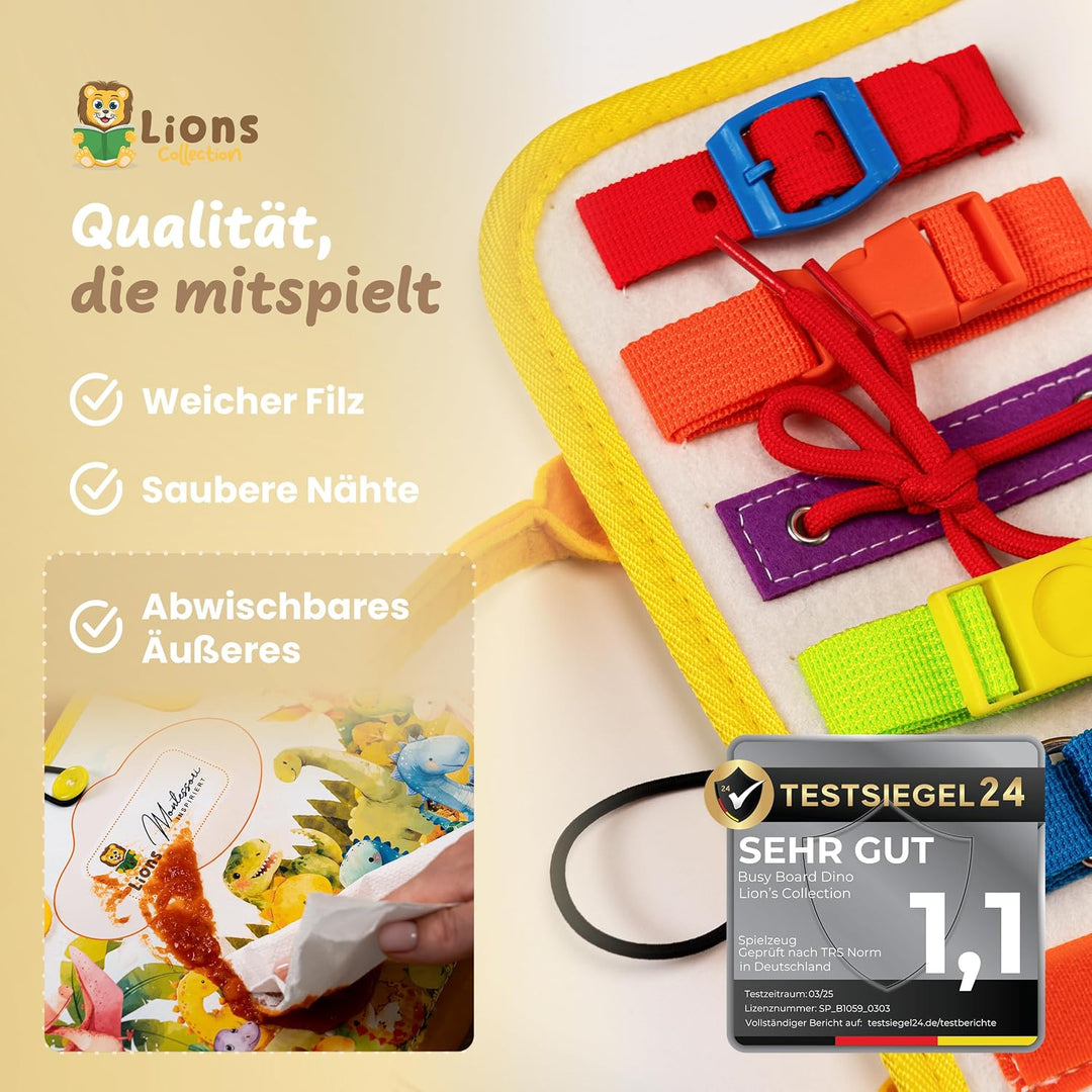 Lion’s Collection Montessori Busy Board Deutsch ab 3 Jahre – Busy Book &amp; Activity Board für Kinder –