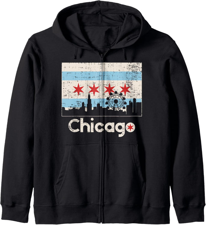 Love Chicago Skyscape City Flagge Geschenk Kapuzenjacke