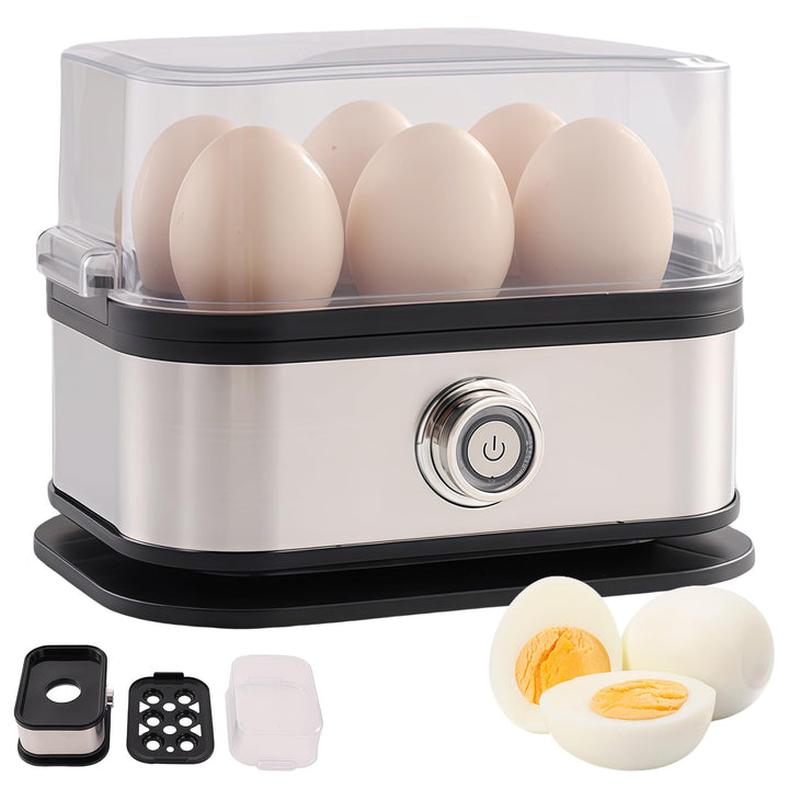 Eierkocher Edelstahl, 220V Elektrischer Egg Boilers für 1 bis 6 Eier, Härtegradeinstellung, Kompakte