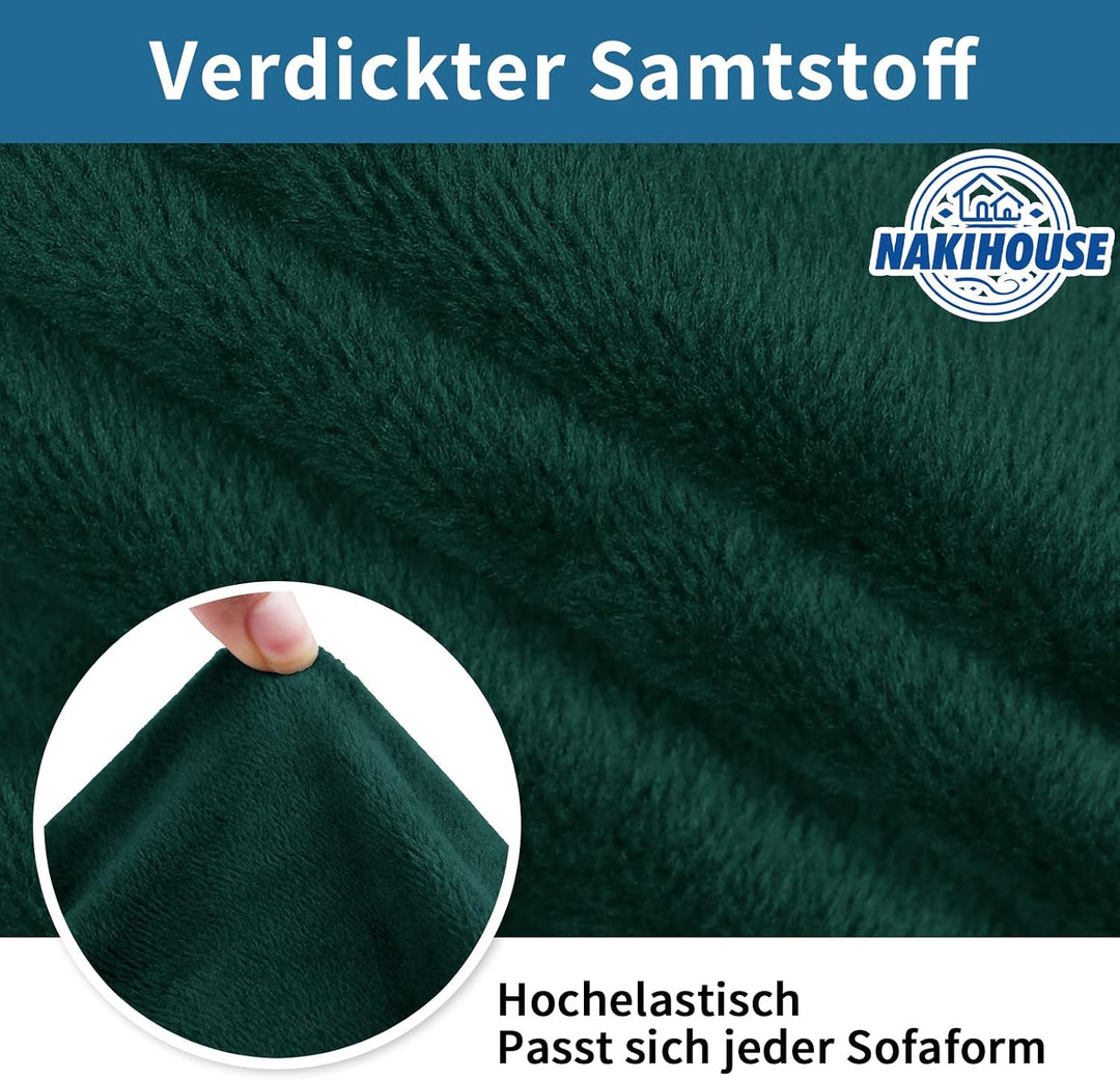 Dicke Samt Sofa Überwürfe Sofabezug mit einem Kissenbezug, Superweicher Elastische Sofa Abdeckung in