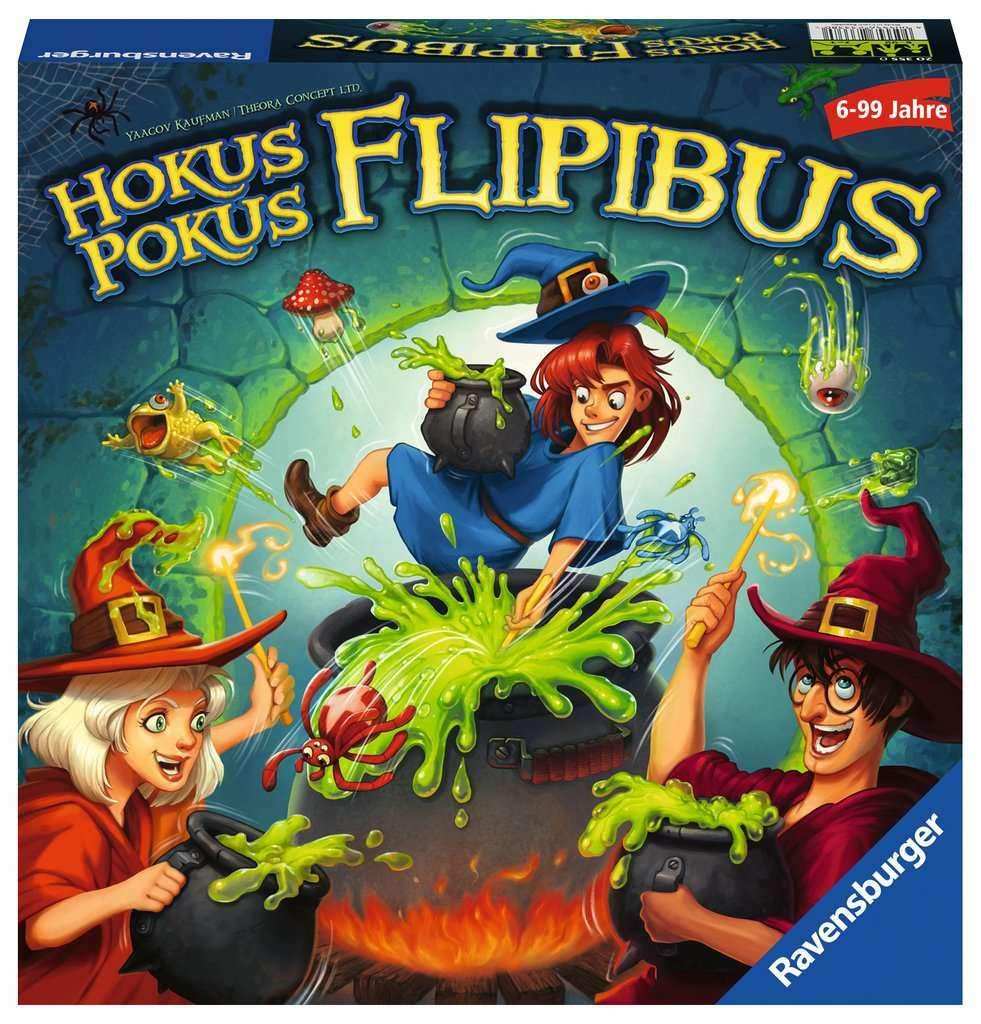 Ravensburger Kinderspiele 20355 - Hokus Pokus Flipibus - Aktionsspiel mit Springeffekt für Kinder ab