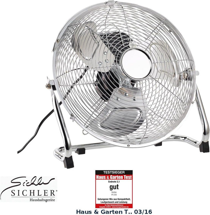 Sichler Haushaltsgeräte Windmaschine: Vollmetall-Bodenventilator mit 3 Geschwindigkeitsstufen, 55 W,