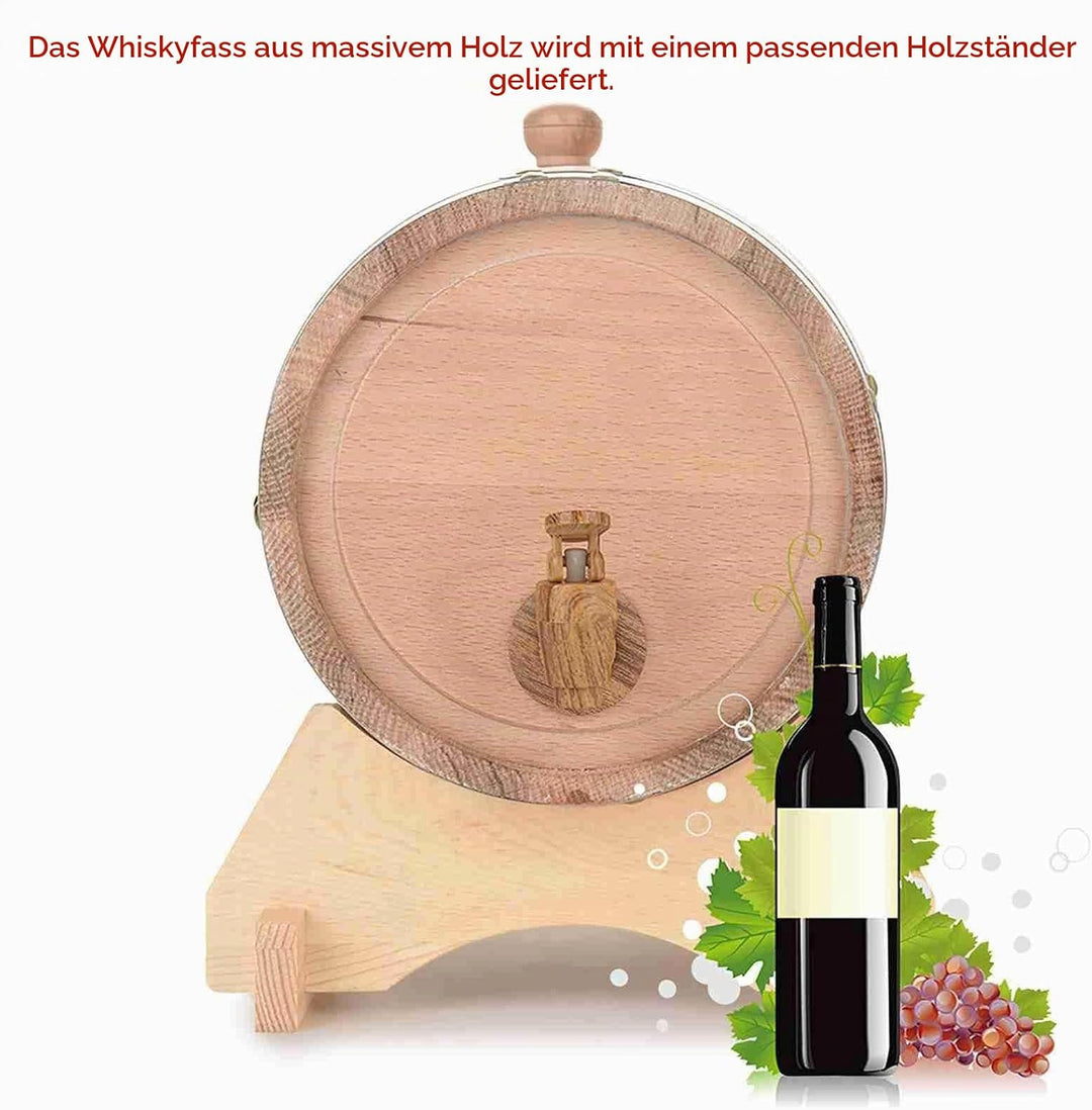 Eichenfass 5L aus Holz - Whiskyfass, Wein- &amp; Rumfass mit Zapfhahn - Handgefertigtes Fass aus Eichenh