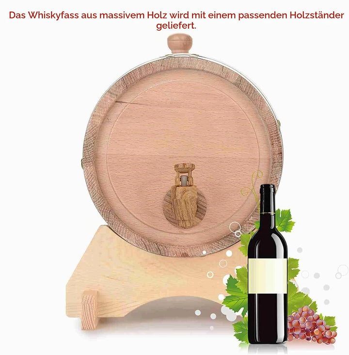 Eichenfass 5L aus Holz - Whiskyfass, Wein- &amp; Rumfass mit Zapfhahn - Handgefertigtes Fass aus Eichenh