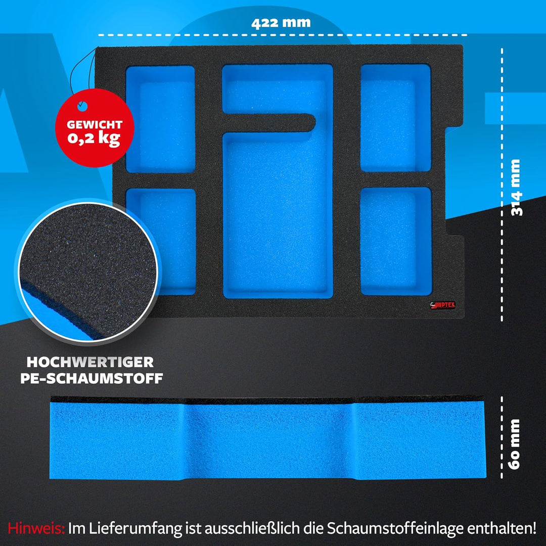 APTEX Schaumeinlage für Bosch GAL 12V/18V‑80 Ladegerät + 4x Akkus Expert 5.5-15Ah – Polstereinlage &