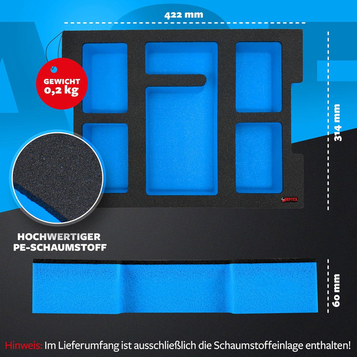 APTEX Schaumeinlage für Bosch GAL 12V/18V‑80 Ladegerät + 4x Akkus Expert 5.5-15Ah – Polstereinlage &